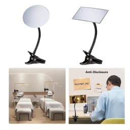 Flexible 360° Adjustable Clip-on Mirror | HD Acrylic Gooseneck Clamp Mirror for Eyelash Salon, Office Cubicle & Desk Rearview