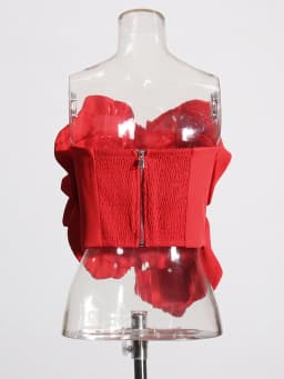 TWOTWINSTYLE Solid Sexy Patchwork Appliques Tank Top For Women Strapless Sleeveless Spliced Zipper Elegant Vests Female Style