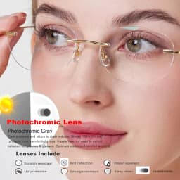 1.61 Lenses Women Glasses Titanium Rimless Oval Design Gold Eyeglasses Prescription Myopia 6g Anti Blue Light Clear CR39