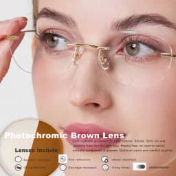 1.61 Lenses Women Glasses Titanium Rimless Oval Design Gold Eyeglasses Prescription Myopia 6g Anti Blue Light Clear CR39