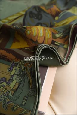 CARRE EN CARRES 100% Pure Mulberry Silk Scarf 110cm Hem Scarfs Designer Brand Women Luxury Summer Shawl Square Bandannas 110CM