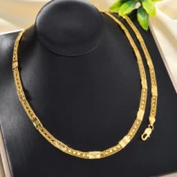 Sunny Fashion Italy 750 18K Gold Plated Geometric Necklace for Men and Women Hip Hop Rock Jewelry Accessories Gift