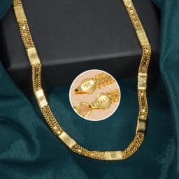 Sunny Fashion Italy 750 18K Gold Plated Geometric Necklace for Men and Women Hip Hop Rock Jewelry Accessories Gift