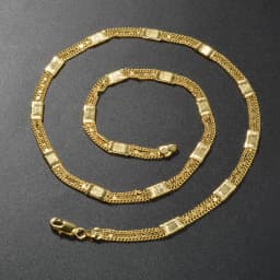 Sunny Fashion Italy 750 18K Gold Plated Geometric Necklace for Men and Women Hip Hop Rock Jewelry Accessories Gift