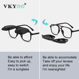 VICKY Flip-Up Magnetic Clip-On Polarized Sunglasses Customizable Prescription TR90 Myopia Hyperopia Reading Glasses TJ2193