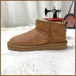 NO-LOGO Genuine Sheepskin Wool, Classic Mini Sheepskin Snow Boots, Chestnut Casual Warm Boots for Women Platform Boots