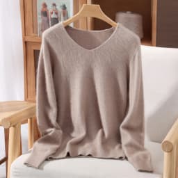 Autumn And Winter New High-End Female Mink Cashmere Sweater Solid Color Long-Sleeved Wool Knit Bottoming Sweater Loose Top