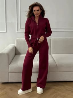 Wolfeel New Autumn Winter Zip Up Knit Pants Set Women's Trendy Slim Fit Cardigan Pants Chic Commuting Sweater Outfit
