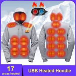 USB Heating Hoodie Men Hooded Heating Knitted Sweatshirt 17 Zones Electric Heated Hoodies Autumn Winter Warm Hoodies Male