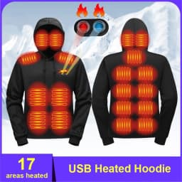 USB Heating Hoodie Men Hooded Heating Knitted Sweatshirt 17 Zones Electric Heated Hoodies Autumn Winter Warm Hoodies Male