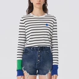 WinvyNee Women's Wool O Neck Long Sleeve Sweaters Striped Color Block Cuff Loose Fashion Spring Basic Knitted Top ZA1047014