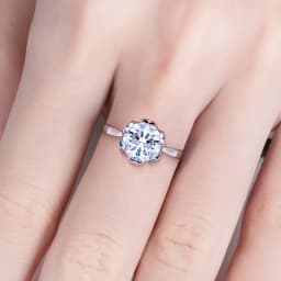 AnuJewel 3ct D Color Moissanite Lotus Engagement Ring 925 Sterling Silver Solitaire Promise Rings for Women Jewelry Gifts