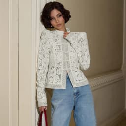 Linad Elegant Embroidery Puff Sleeve White Shirts Summer Sexy Hollow Out Lace Blouse Casual Sand Collar Top 2025 Vintage Shirts