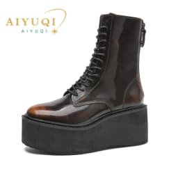 Women's Ankle Boots and Booties Non-slip Thick-soled Fall and Winter Women Boots Retro Height Enhancer Female Motorcycle Boots