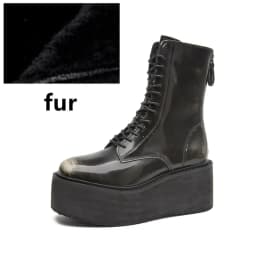Women's Ankle Boots and Booties Non-slip Thick-soled Fall and Winter Women Boots Retro Height Enhancer Female Motorcycle Boots