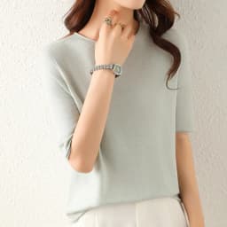 WinvyNee Women Worsted Wool Crew Neck Short Sleeve Pullover Spring Autumn Everyday Knit Basic Garment Soft Casual Wear A1757009