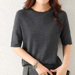 WinvyNee Women Worsted Wool Crew Neck Short Sleeve Pullover Spring Autumn Everyday Knit Basic Garment Soft Casual Wear A1757009
