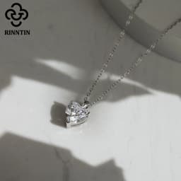 Rinntin Moissanite Diamond Heart Pendant 1-4CT 925 Sterling Silver Chain Necklace Party Choker Fine Jewelry Accessories SMON08