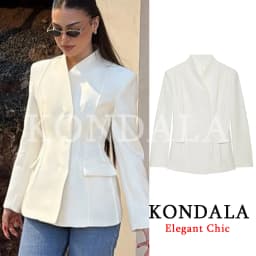 KONDALA Elegant Blazer Women's Commute Blazer Coat 2026 Spring Fall Minimalist Office Lady Party Basic Dinner Slim-Waist Blazer