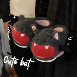 New Grumpy Bat Slippers Fuzzy Winter Shoes for Women Warm Furry Mules Home Slipper Woman Brand Animal Room Shoes Gift Slippers