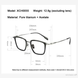 Luxury Brand Replica Acetate & Pure Titanium Glasses Large Size 155mm Big Face Ultra-light Eyeglass Unisex Ox Horn Grain Frame