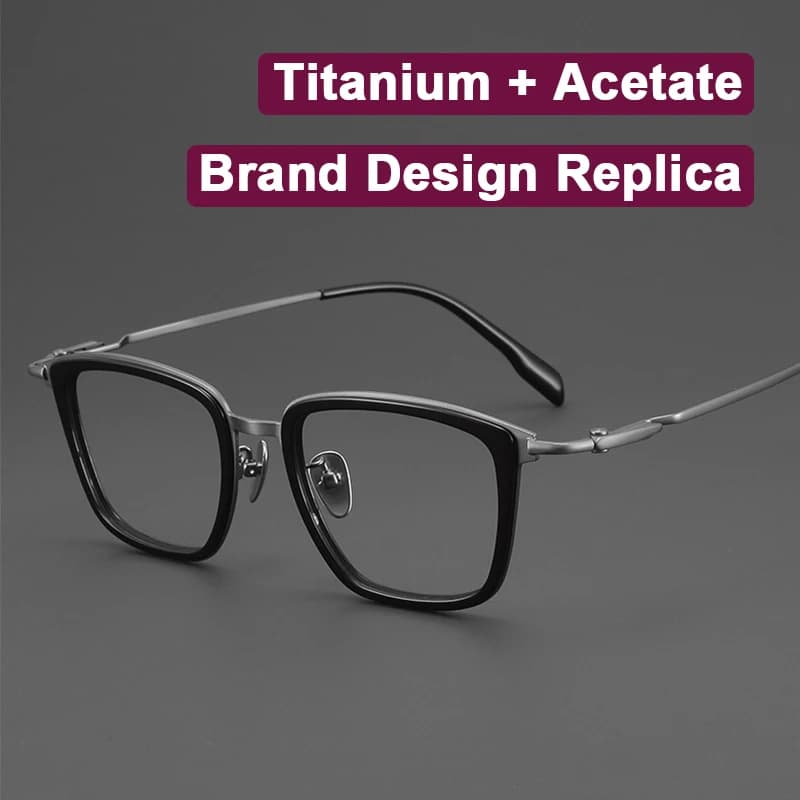 Luxury Brand Replica Acetate & Pure Titanium Glasses Large Size 155mm Big Face Ultra-light Eyeglass Unisex Ox Horn Grain Frame