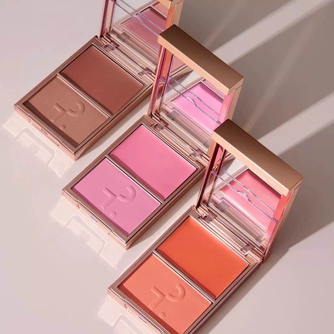 Brand Two-tone Natural Matte Cream Blush Shimmer Contour Blusher Blush Powder Longlasting Waterproof Face Blusher Cosmetics