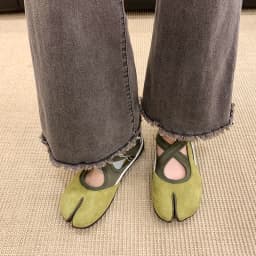 Women's 2026 New Tabi Ballet Flats Cross Strap Buckle Soft Leather Casual Shoes for Women Daily Outdoor Street Wear All Seasons