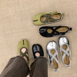 Women's 2026 New Tabi Ballet Flats Cross Strap Buckle Soft Leather Casual Shoes for Women Daily Outdoor Street Wear All Seasons
