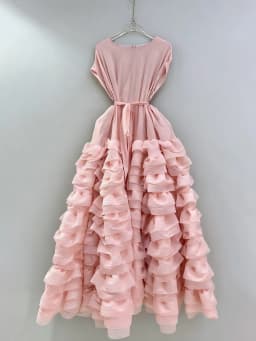 TWOTWINSTYLE Solid Spliced Ruffles Folds Fashion Dresses for Women O Neck Sleeveless High Waist Patchwork Lace Up Dress Female