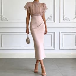 Fashion See through Mesh Lace-Up Top Spaghetti Strap Maxi Dress Two-Piece Set Women's Summer Slim Elegant Outfit for Streetwear