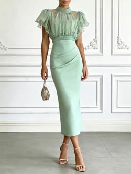 Fashion See through Mesh Lace-Up Top Spaghetti Strap Maxi Dress Two-Piece Set Women's Summer Slim Elegant Outfit for Streetwear