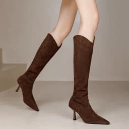 Vintage Pointed Toe Women Stretch Slim High Boots Fashion Back Zippers Shoes Autumn Winter High Heel Ladies Knight Long Booties