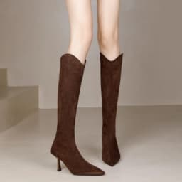 Vintage Pointed Toe Women Stretch Slim High Boots Fashion Back Zippers Shoes Autumn Winter High Heel Ladies Knight Long Booties