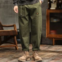Men's Loose Profile Pants American Vintage Trousers For Men High Waist Army Green Men's Casual Pants Cargo Trousers Male