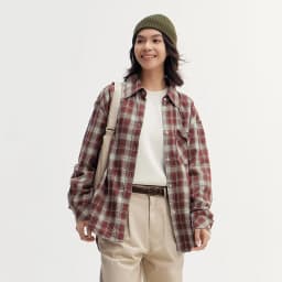 Semir Long Sleeve Shirt Women Oversized Drop Shoulder Plaid Shirt Autumn Chic Loose Retro Casual Stylish Top