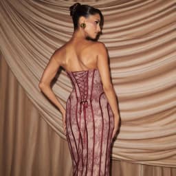Cryptographic Strapless Elegant Party Dresses Strip Bodycon Evening Maxi Wedding Guest Woman Lace Up Backless Dress 2026