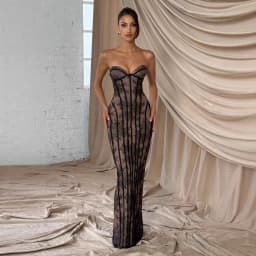 Cryptographic Strapless Elegant Party Dresses Strip Bodycon Evening Maxi Wedding Guest Woman Lace Up Backless Dress 2026