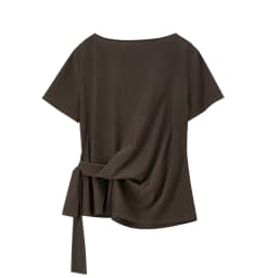 SENTUBILA Women's Summer T-Shirt Knit Cotton Short Sleeve Top 2026 Minimalist Round Neck Self-Tie Belt Slim Waist Tees 162TA3735