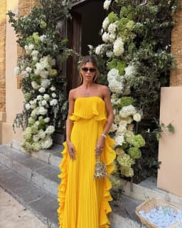 Elegant Women's Strapless Ruffles Long Dress Off Shoulder Pleated Maxi Dresses Evening Wedding Guest Party Gown Beach Vacation