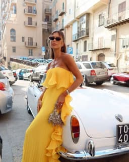 Elegant Women's Strapless Ruffles Long Dress Off Shoulder Pleated Maxi Dresses Evening Wedding Guest Party Gown Beach Vacation