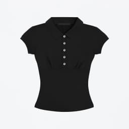 Tank Polo Collar Short-Sleeve T-Shirt, Slim-Fit Waist-Cinching Style, Slimming Hot Girl Style Short Top, High-Elastic Slim-Fit Waist-Cinching Polo Shirt, Hot Girl Style for Layering or Wearing Alone