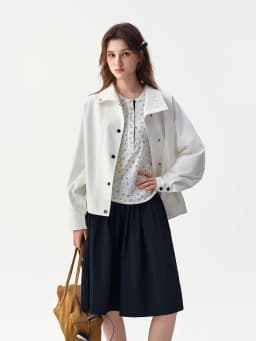 DUSHU 2026 Fall Women's Batwing Sleeve Cropped Utility Jacket with Multiple Pockets - Relaxed Fit Casual Outerwear for Daily