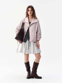 DUSHU 2026 Fall Women's Batwing Sleeve Cropped Utility Jacket with Multiple Pockets - Relaxed Fit Casual Outerwear for Daily