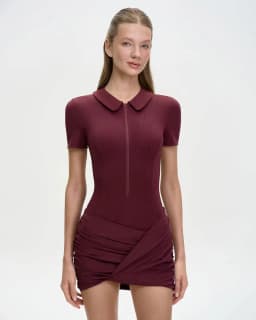GACVGA Short Sleeve Zipper Sports Bodysuit Women Rompers Summer Casual Draped Ruched Slim Fit Fitness Bodysuits Female