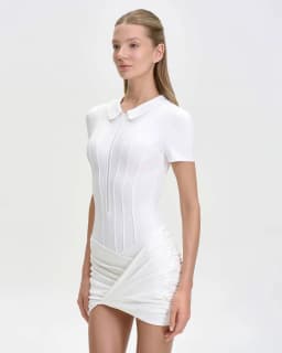 GACVGA Short Sleeve Zipper Sports Bodysuit Women Rompers Summer Casual Draped Ruched Slim Fit Fitness Bodysuits Female