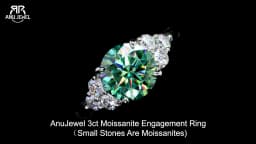 AnuJewel 3ct Round Cut Blue Green Color Moissanite Engagement Ring 18K Gold Plated Silver Luxury Wedding Ring Jewelry Wholesale