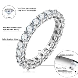 IOGOU Full Moissanite Eternity Rings Silver 925 Personalized Wedding Band Women 2mm-5mm Real Sparking Diamond Engagement Jewelry