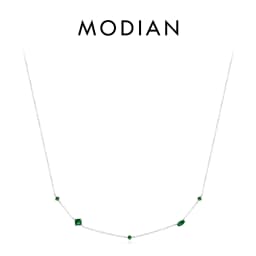 MODIAN 925 Sterling Silver Rainbow Colorful Zirconia Pendant Necklace Shiny Geometric Chain Neck For Women Party Jewelry Gift