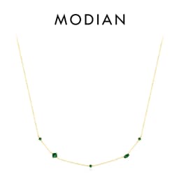 MODIAN 925 Sterling Silver Rainbow Colorful Zirconia Pendant Necklace Shiny Geometric Chain Neck For Women Party Jewelry Gift